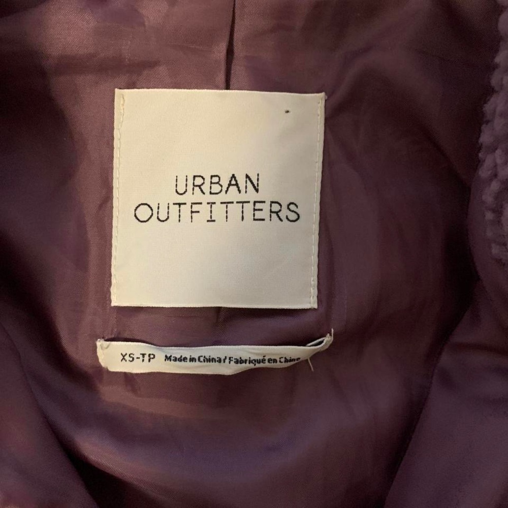 urban outfitters lilac/purple teddy/sherpa cropped jacket • size xs - Picture 2 of 4